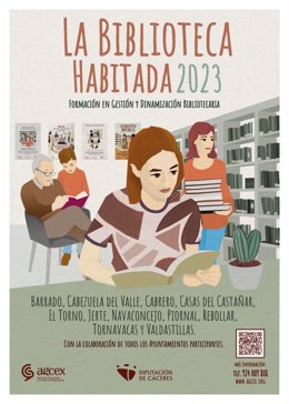 Cartel del programa 'La Biblioteca Habitada' en el que colabora la Diputación de Cáceres
