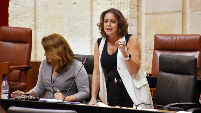 La consejera de Salud, Catalina García, durante su intervención en la sesión plenaria de este jueves 14 de septiembre.