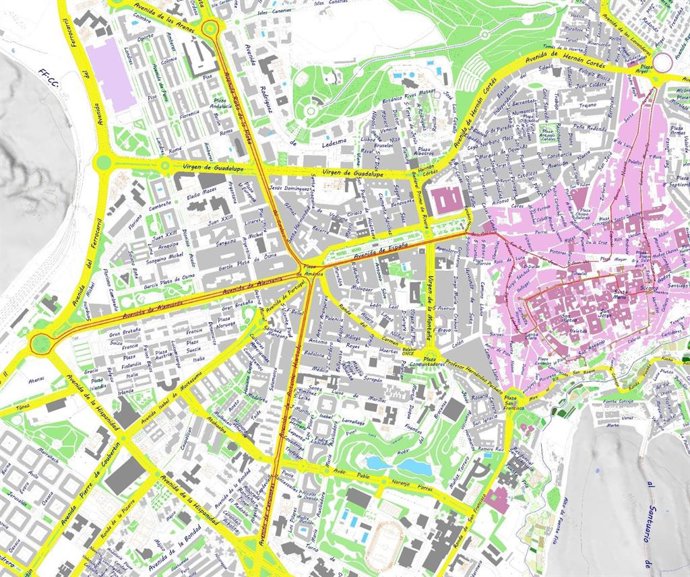 Mapa del circuito de la Media Maratón de Cáceres que se celebra el domingo