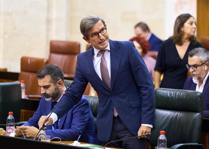 El consejero de Industria, Energía y Minas de la Junta de Andalucía, Jorge Paradela, en el Parlamento.
