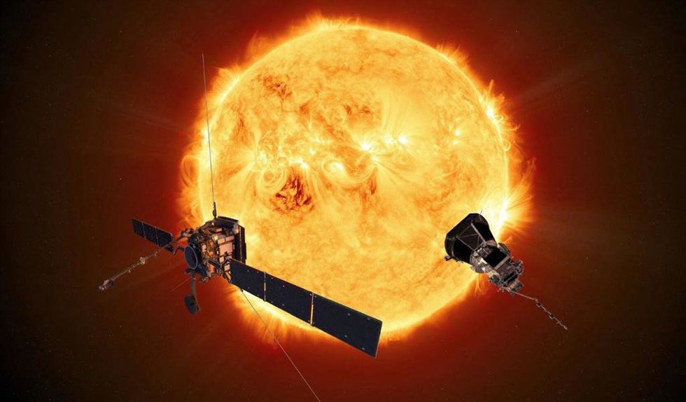 Ilustración de las misiones Solar Orbiter y Parker