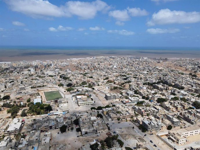 Vista aérea de la ciudad de Derna, en el este de Libia, tras las inundaciones provocadas por el paso de la tormenta 'Daniel'