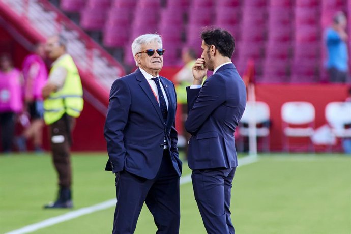 Pedro Rocha, president of RFEF, is seen before the UEFA EURO 2024 European qualifier match between Spain and Cyprus at Los Carmenes stadium on September 12, 2023, in Granada, Spain.