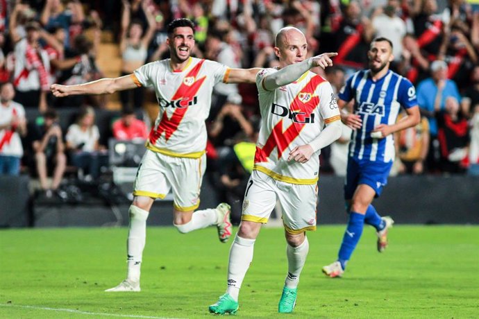 Isi Palazón of Rayo Vallecano celebrates a goal during the spanish league, La Liga EA Sports, football match played between Rayo Vallecano and Deportivo Alaves at Vallecas stadium on September 15, 2023, in Madrid, Spain.