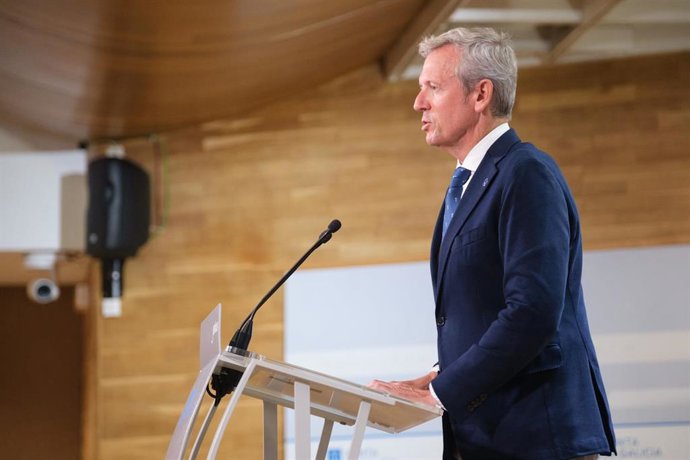El presidente de la Xunta, Alfonso Rueda, en la rueda de prensa posterior a la celebración del Consello de Goberno