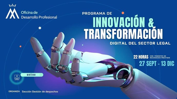 Carlte del curso de la Abogacía de Málaga sobre innovación y transformación en el ámbito legal.