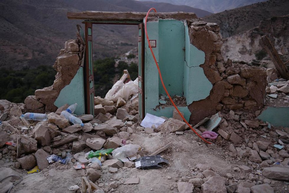 Entrada de una casa destruida en la aldea desaparecida Imi NTala, a 14 de septiembre de 2023, región de Marrakech-Safi (Marruecos), archivo 