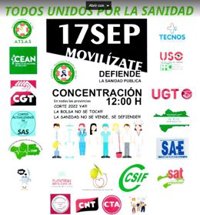 La Agrupación de Trabajadores del SAS se concentra este domingo en todas las provincias por el "deterioro" de la sanidad