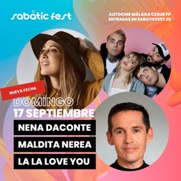 Cartel concierto Nena Daconte, Maldita Nerea y La La Love You en Sabatic Fest