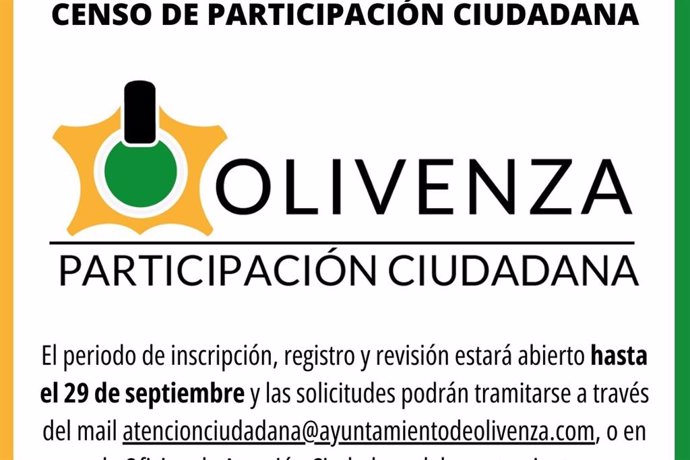 Actualización del Censo de Participación Ciudadana en Olivenza (Badajoz)