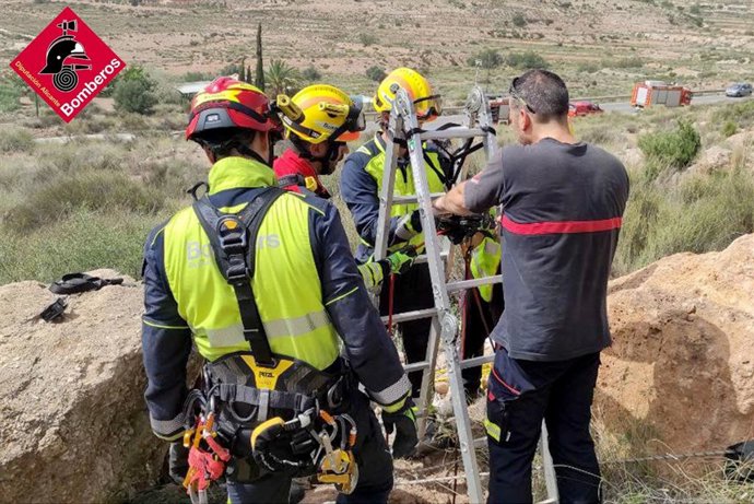 Rescatan a un perro atrapado en un pozo de 6 metros de profundidad en la carretera Novelda-Monóvar