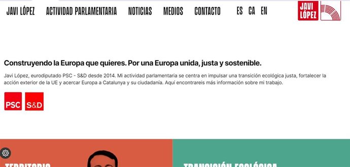 Web del eurodiputado de la Alianza Progresista de Socialistas y Demócratas, Javi López (PSC)
