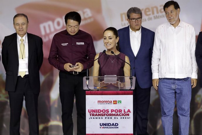 Claudia Sheinbaum tras ser declarada candidata por el partido de Morena a las elecciones de 2024. 