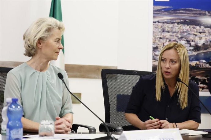 La primera ministra italiana, Giorgia Meloni, y la presidenta de la Comisión Europea, Ursula Von der Leyen