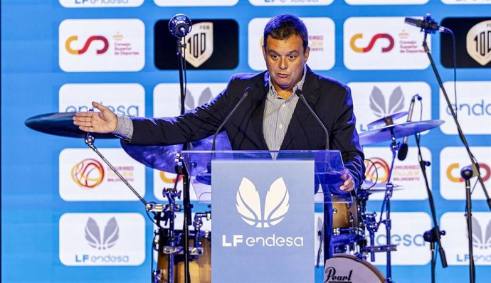 El presidente del CSD, Víctor Francos, en la presentación de la Liga Femenina Endesa de baloncesto.