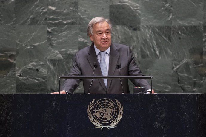 Archivo - FILED - 22 September 2020, US, New York: United Nations Secretary-General Antonio Guterres delivers a speech at the 75th session of the UN General Assembly. Photo: Eskinder Debebe/UN/dpa - ATTENTION: editorial use only and only if the credit m
