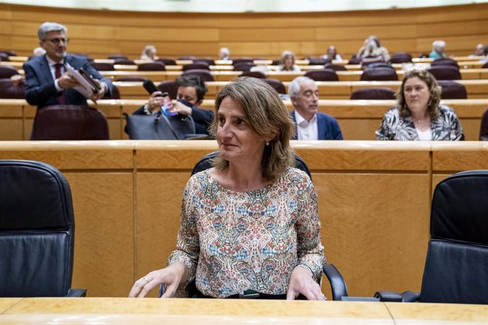 Archivo - La vicepresidenta del Gobierno responsable de Transición Ecológica en funciones, Teresa Ribera, en una sesión de control al Gobierno, en el Senado, a 10 de mayo de 2022, en Madrid (España)