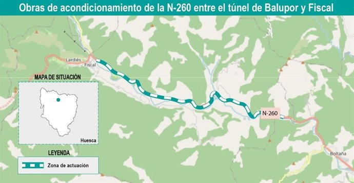 Mitma formaliza por 867.619 euros la redacción del acondicionamiento de la N-260 entre el túnel de Balupor y Fiscal
