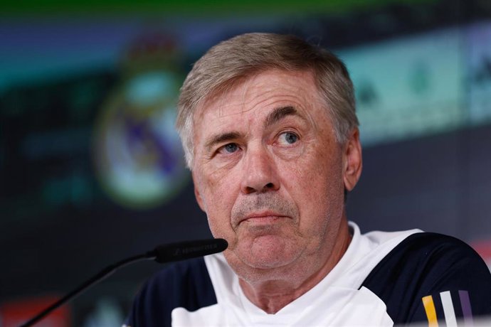 El entrenador del Real Madrid, Carlo Ancelotti, en rueda de prensa. 