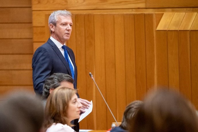 Archivo - El presidente de la Xunta, Alfonso Rueda, en la sesión de control del Parlamento de Galicia