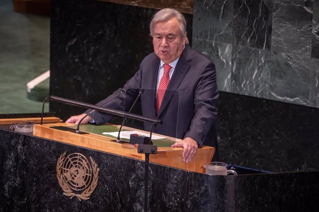 18 September 2023, US, New York: UN Secretary-General Antonio Guterres speaks at the conference on the status of the United Nations Sustainable Development Goals Summit ahead of the General Debate of the UN General Assembly. Photo: Michael Kappeler/dpa