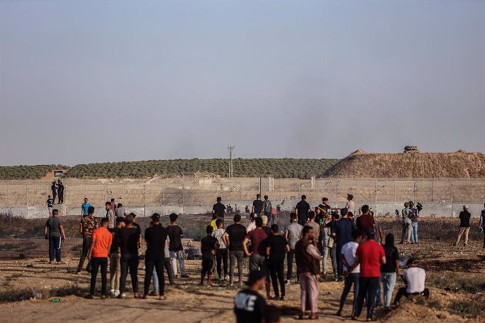 Manifestantes palestinos en la Franja de Gaza 