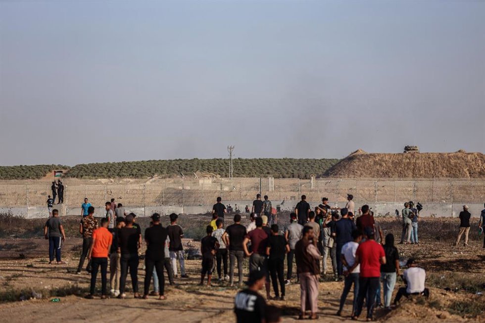 Manifestantes palestinos en la Franja de Gaza 