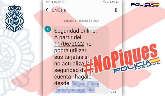 Policía Nacional alerta del fraude 'spoofing', tras sufrir la sustracción de un teléfono móvil