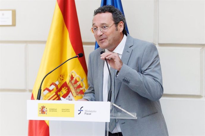 El fiscal general del Estado, Álvaro García Ortiz, durante la presentación de los avances en la transformación digital de la Fiscalía, en la Fiscalía General del Estado, a 20 de septiembre de 2023, en Madrid (España). La Fiscalía General del Estado y el