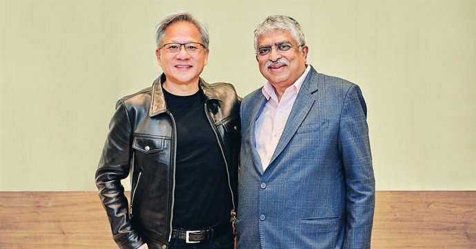 NVIDIA Founder & CEO, Jensen Huang with Infosys Co-founder & Chairman, Nandan Nilekani