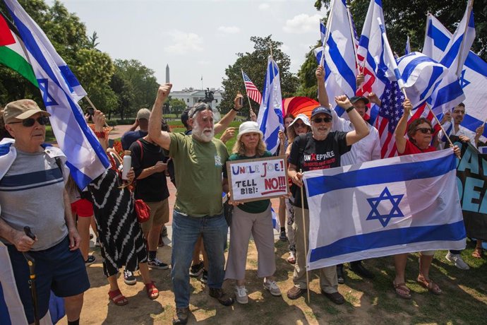 Archivo - Imagen de archivo de una protesta contra la invitación del primer ministro israelí, Benjamin Netanyahu, a EEUU. 