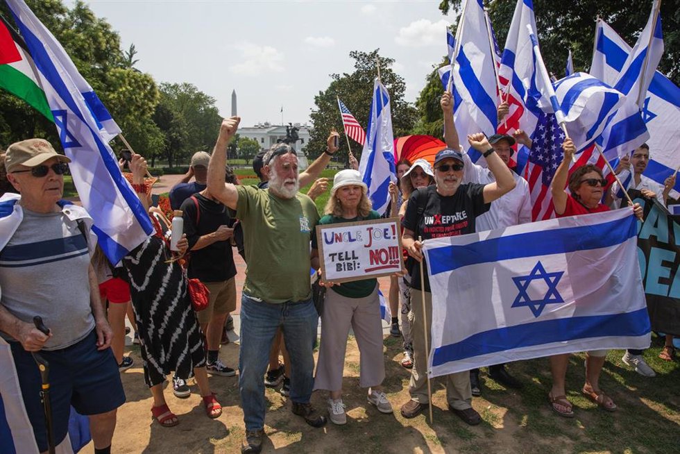 Archivo - Imagen de archivo de una protesta contra la invitación del primer ministro israelí, Benjamin Netanyahu, a EEUU. 