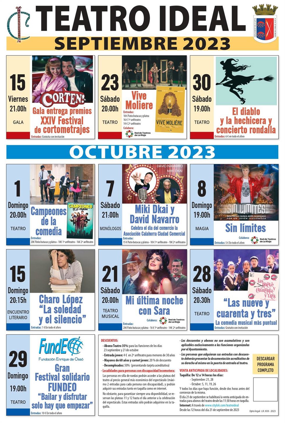 El teatro Ideal de Calahorra programa para otoño clásicos, comedias, magia, humor, encuentro literario y un musical
