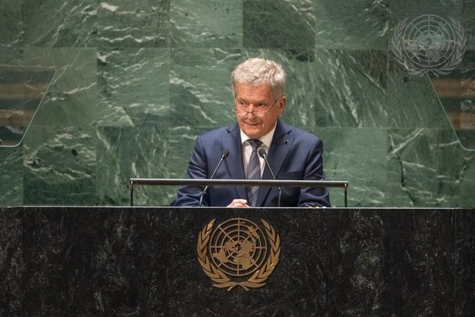 El presidente de Finlandia, Sauli Niinisto, durante su intervención ante la Asamblea General de Naciones Unidas