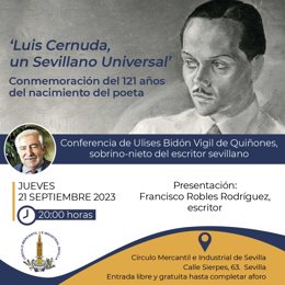 Imagen del cartel del homenaje a Luis Cernuda en su 121 aniversario.