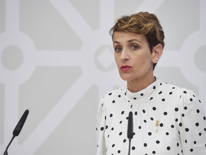 Archivo - La presidenta del Gobierno de Navarra, María Chivite.
