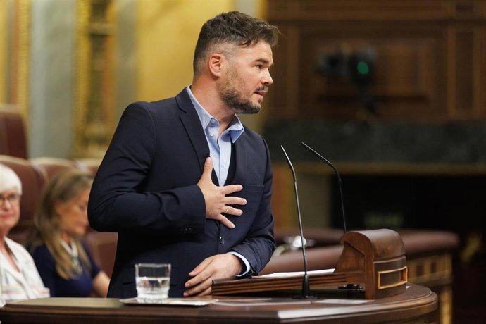 El portavoz de ERC en el Congreso, Gabriel Rufián, interviene en el Pleno 