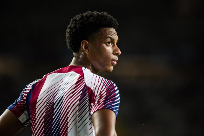 Alejandro Balde of Fc Barcelona during the UEFA Champions League Group H  match played between FC Barcelona and Royal Antwerp FC at Estadi Olimpic Lluis Companys on September 19, 2023 in Barcelona, Spain.