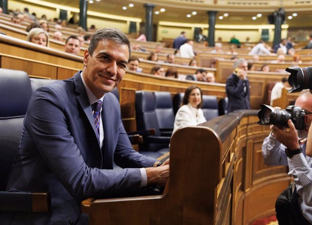 El presidente del Gobierno en funciones, Pedro Sánchez, durante una sesión plenaria