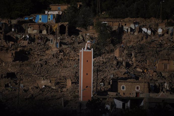 Un edificio del pueblo desaparecido, a 14 de septiembre de 2023, en Tiksit, provincia de Chichaua, región de Marrakech-Safi (Marruecos). 