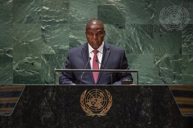 Faustin-Archange Touad茅ra, presidente de Rep煤blica Centroafricana, habla ante la Asamblea General de la ONU