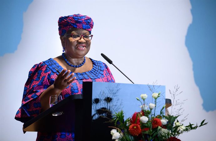 04 September 2023, Berlin: Ngozi Okonjo-Iweala, WTO Director-General, speaks at the opening of the Conference of Heads of German Missions Abroad at the Federal Foreign Office. Photo: Bernd von Jutrczenka/dpa