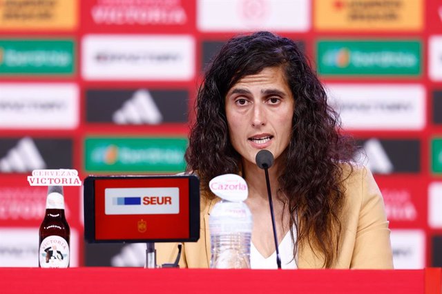 Montse Tome attends during her Official Presentation and First List as Absolute National Coach of Spain Women Team at Ciudad del Futbol on September 18, 2023, in Las Rozas, Madrid, Spain.