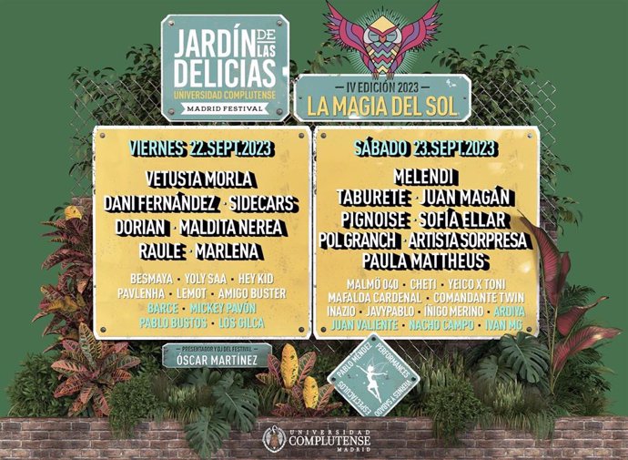 Vetusta Morla, Taburete, Dorian, Melendi o Pignoise despiden el verano en el festival Jardín de las Delicias