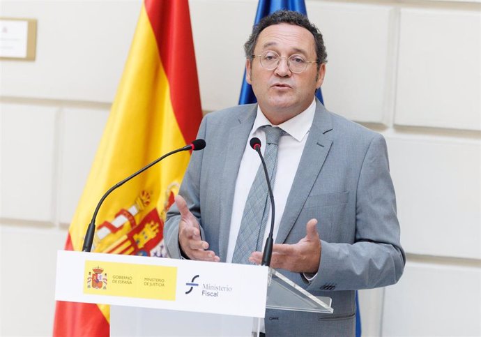 El fiscal general del Estado, Álvaro García Ortiz, durante la presentación de los avances en la transformación digital de la Fiscalía.