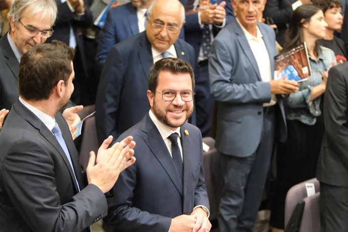 El presidente Pere Aragons en el acrto de inauguración del curso universitario catalán en la URV de Tarragona