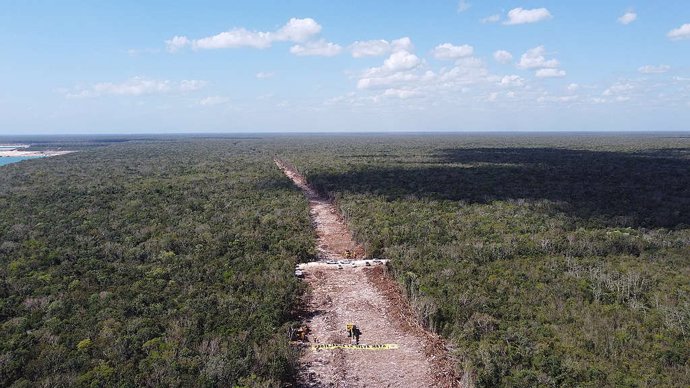 Archivo - Obras del tramo 5 del tren maya
