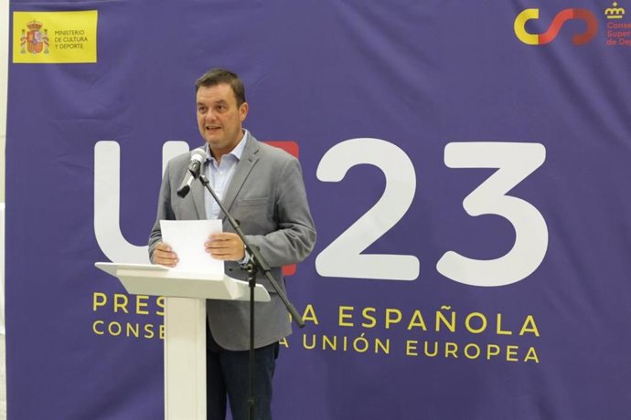 Víctor Francos, presidente del CSD, en su intervención en Valencia ante los directores generales de la UE