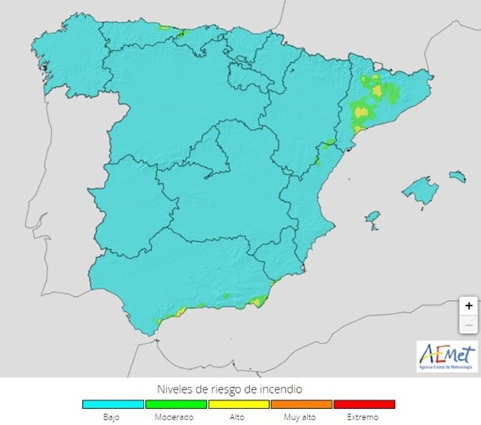 Riesgo bajo de incendios este sábado en toda Castilla y León, que registrará un ligero ascenso de las temperaturas