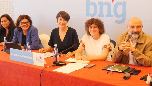 La portavoz nacional del BNG, Ana Pontón, en el Consello Nacional celebrado en el Teo (A Coruña).